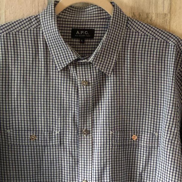 A.P.C. Rue Madame Paris Check Button Front Shirt - Picture 4 of 10